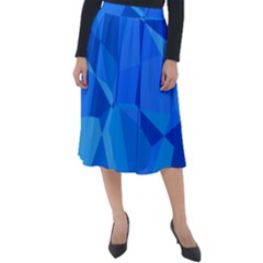 Electric Blue Geometric Pattern Classic Velour Midi Skirt  by SpinnyChairDesigns