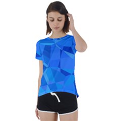 Electric Blue Geometric Pattern Short Sleeve Foldover Tee