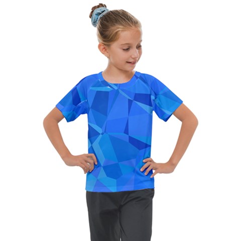 Electric Blue Geometric Pattern Kids  Mesh Piece Tee by SpinnyChairDesigns