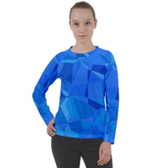 Electric Blue Geometric Pattern Women s Long Sleeve Raglan Tee