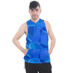 Electric Blue Geometric Pattern Men s Sleeveless Hoodie