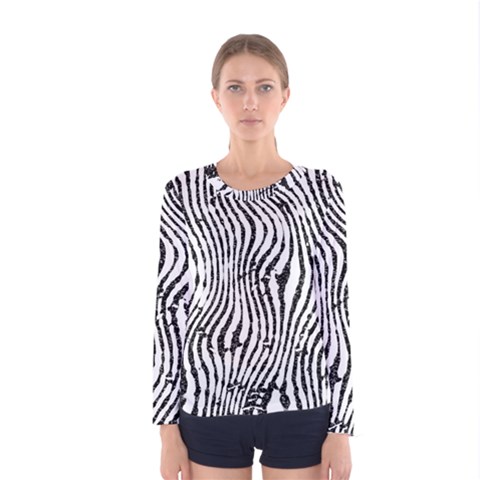 Zebra Print Stripes Women s Long Sleeve Tee by SpinnyChairDesigns