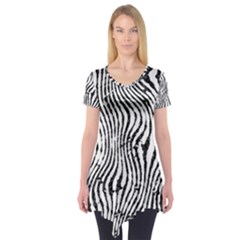 Zebra Print Stripes Short Sleeve Tunic  by SpinnyChairDesigns