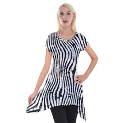 Zebra Print Stripes Short Sleeve Side Drop Tunic by SpinnyChairDesigns