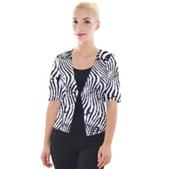 Zebra Print Stripes Cropped Button Cardigan by SpinnyChairDesigns