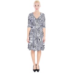 Zebra Print Stripes Wrap Up Cocktail Dress by SpinnyChairDesigns