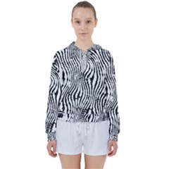 Zebra Print Stripes Women s Tie Up Sweat by SpinnyChairDesigns