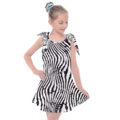 Zebra Print Stripes Kids  Tie Up Tunic Dress by SpinnyChairDesigns