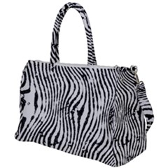 Zebra Print Stripes Duffel Travel Bag by SpinnyChairDesigns