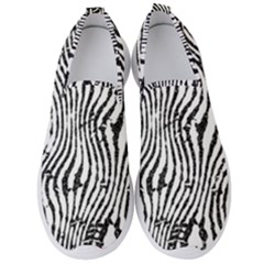 Zebra Print Stripes Men s Slip On Sneakers by SpinnyChairDesigns