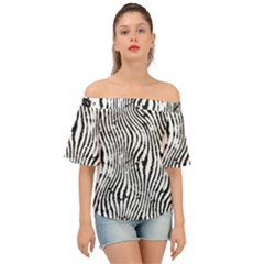 Zebra Print Stripes Off Shoulder Short Sleeve Top by SpinnyChairDesigns