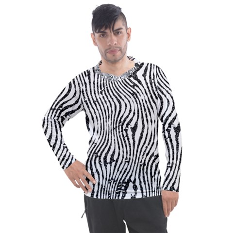 Zebra Print Stripes Men s Pique Long Sleeve Tee by SpinnyChairDesigns