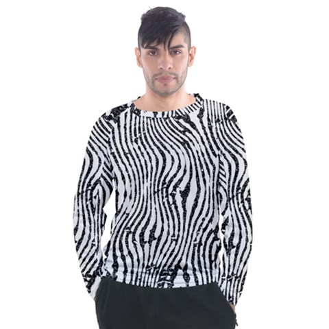 Zebra Print Stripes Men s Long Sleeve Raglan Tee by SpinnyChairDesigns