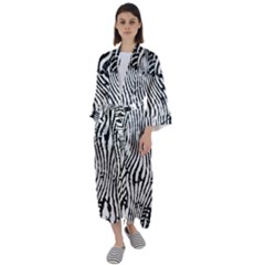 Zebra Print Stripes Maxi Satin Kimono by SpinnyChairDesigns