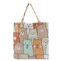 Colorful-baby-bear-cartoon-seamless-pattern Grocery Tote Bag by Sobalvarro