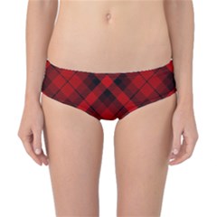 Red And Black Plaid Stripes Classic Bikini Bottoms by SpinnyChairDesigns