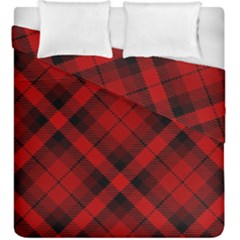 Red And Black Plaid Stripes Duvet Cover Double Side (king Size) by SpinnyChairDesigns