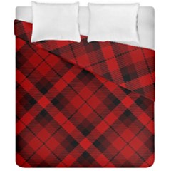 Red And Black Plaid Stripes Duvet Cover Double Side (california King Size) by SpinnyChairDesigns