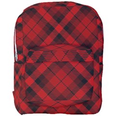 Red And Black Plaid Stripes Full Print Backpack by SpinnyChairDesigns