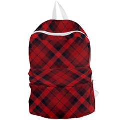 Red And Black Plaid Stripes Foldable Lightweight Backpack by SpinnyChairDesigns