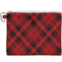 Red And Black Plaid Stripes Canvas Cosmetic Bag (xxxl) by SpinnyChairDesigns