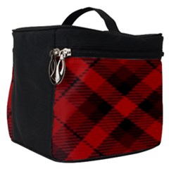 Red And Black Plaid Stripes Make Up Travel Bag (small) by SpinnyChairDesigns