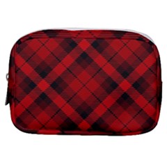 Red And Black Plaid Stripes Make Up Pouch (small) by SpinnyChairDesigns