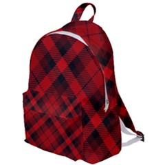 Red And Black Plaid Stripes The Plain Backpack by SpinnyChairDesigns