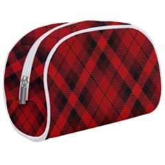 Red And Black Plaid Stripes Makeup Case (medium) by SpinnyChairDesigns