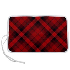 Red And Black Plaid Stripes Pen Storage Case (s) by SpinnyChairDesigns