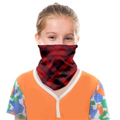 Red And Black Plaid Stripes Face Covering Bandana (kids) by SpinnyChairDesigns