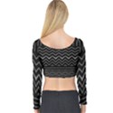 Black and White Minimalist Stripes  Long Sleeve Crop Top View2