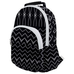 Black And White Minimalist Stripes  Rounded Multi Pocket Backpack by SpinnyChairDesigns