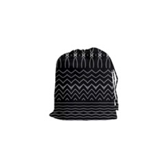 Black And White Minimalist Stripes  Drawstring Pouch (xs) by SpinnyChairDesigns