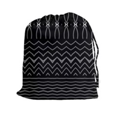 Black And White Minimalist Stripes  Drawstring Pouch (2xl) by SpinnyChairDesigns