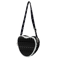 Black And White Minimalist Stripes  Heart Shoulder Bag