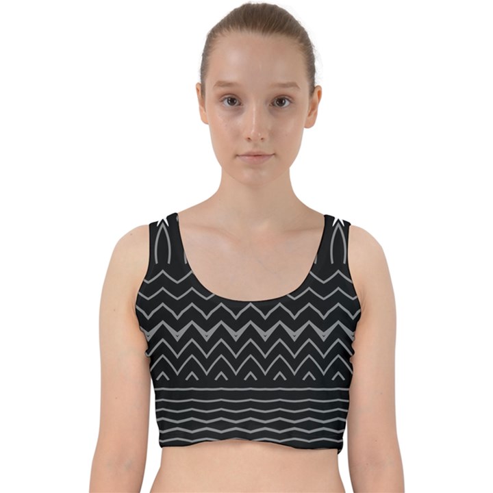 Black and White Minimalist Stripes  Velvet Racer Back Crop Top