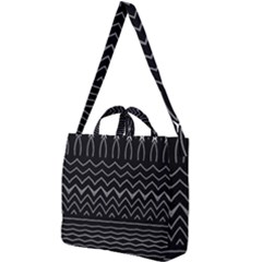 Black And White Minimalist Stripes  Square Shoulder Tote Bag by SpinnyChairDesigns