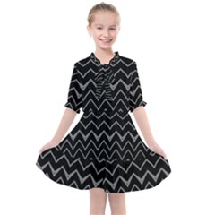 Black And White Minimalist Stripes  Kids  All Frills Chiffon Dress by SpinnyChairDesigns