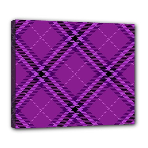 Purple And Black Plaid Deluxe Canvas 24  X 20  (stretched) by SpinnyChairDesigns