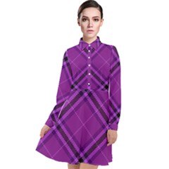 Purple And Black Plaid Long Sleeve Chiffon Shirt Dress by SpinnyChairDesigns