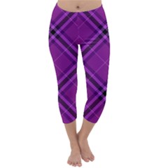 Purple And Black Plaid Capri Winter Leggings 