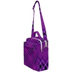 Purple And Black Plaid Crossbody Day Bag by SpinnyChairDesigns