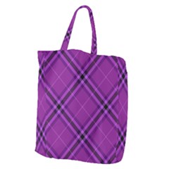 Purple And Black Plaid Giant Grocery Tote by SpinnyChairDesigns