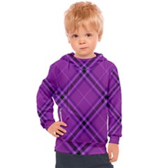 Purple And Black Plaid Kids  Hooded Pullover by SpinnyChairDesigns