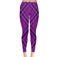 Purple And Black Plaid Inside Out Leggings by SpinnyChairDesigns