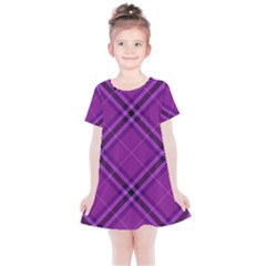 Purple And Black Plaid Kids  Simple Cotton Dress by SpinnyChairDesigns