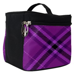 Purple And Black Plaid Make Up Travel Bag (small) by SpinnyChairDesigns