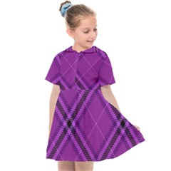 Purple And Black Plaid Kids  Sailor Dress by SpinnyChairDesigns