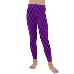 Purple And Black Plaid Kids  Lightweight Velour Leggings by SpinnyChairDesigns